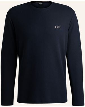 BOSS Pyjama-Oberteil WAFFLE LS-SHIRT Regular Fit - Blau