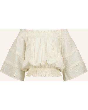 Vingino Off-Shoulder-Bluse LILIANNE mit Lochspitze und Rüschen - Natur