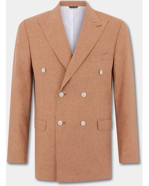 Brooks Brothers Double Breasted Tropical Virgin Wool Blazer - Pink