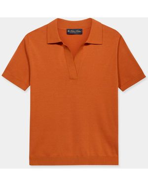 Brooks Brothers Open Collar Cotton Knit Polo - Orange
