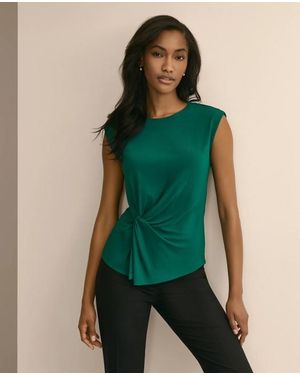 Brooks Brothers Jersey Sleeveless Waist-Twist Top - Green