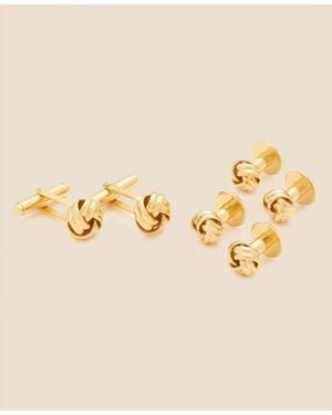 Brooks Brothers Sterling-Plated Knot Cufflinks - Natural