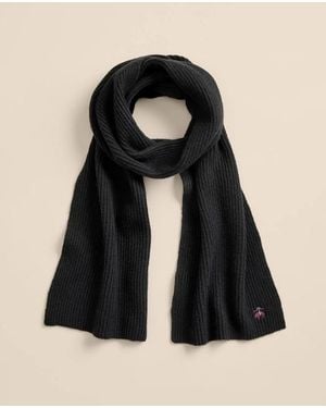 Brooks Brothers Wool-Cashmere Blend Ribbed Knit Scarf - Black