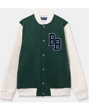 Brooks Brothers Terry Logo Cotton Varsity Jacket - Green