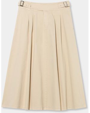 Brooks Brothers Belted Skirt With Pleats - Natural