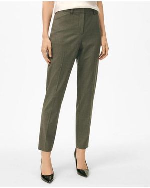 Brooks Brothers The Essentials Stretch Wool Slim Crop Pants - Green