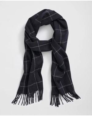 Brooks Brothers Cashmere Windowpane Fringe Scarf - Black