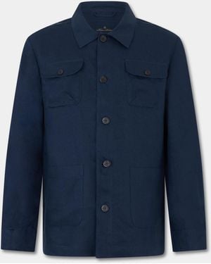 Brooks Brothers Linen Utility Overshirt - Blue
