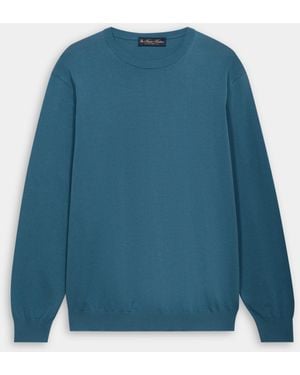 Brooks Brothers Makò Cotton Crewneck Jumper - Blue