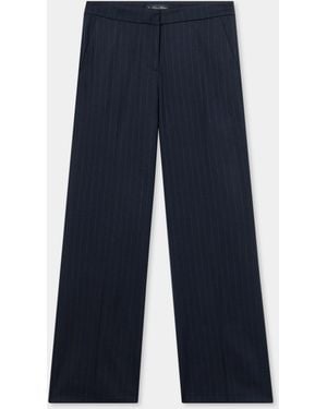 Brooks Brothers Wide-Leg Stretch Virgin Wool Trousers - Blue