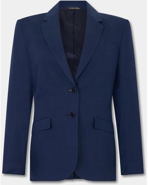 Brooks Brothers Plain Linen Blazer - Blue