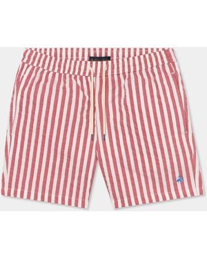 Brooks Brothers Awning Stripe Swim Trunks - Red