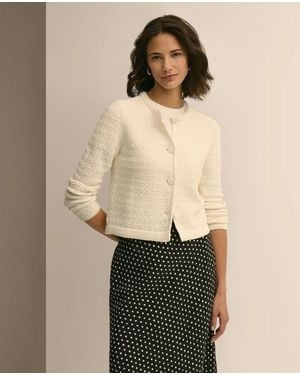 Brooks Brothers Mercerized Cotton Crochet Sweater Jacket - Natural