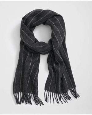 Brooks Brothers Cashmere Striped Fringe Scarf - Black