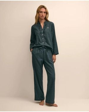 Brooks Brothers Cotton Flannel Plaid Pajamas - Green