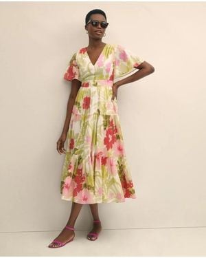 Brooks Brothers Cotton Floral Tiered Maxi Dress - Natural