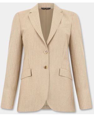 Brooks Brothers Striped Virgin Wool Blazer - Natural