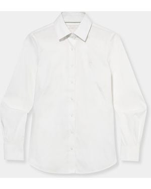 Brooks Brothers Fitted Non-Iron Oxford Pinpoint Supima Shirt With Forward Point Collar - White
