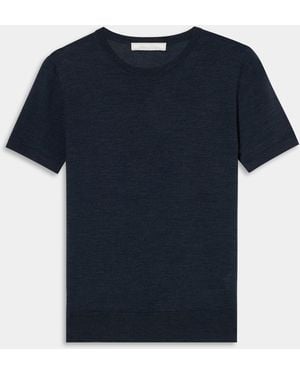 Brooks Brothers Relaxed Diamond Merino Short Sleeve Jumper - Blue