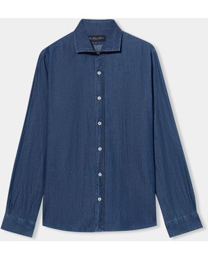 Brooks Brothers Slim Fit Denim Shirt With Spread Collar - Blu