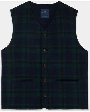 Brooks Brothers Wool Cloth Vest Blackwatch - Blue