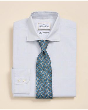Brooks Brothers X Thomas Mason Cotton English Spread Collar, Checked Dress Shirt - Blue