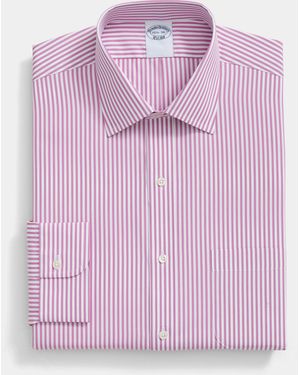 Brooks Brothers Regular Fit Striped Cotton Shirt With Ainsley Collar - Pink