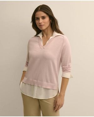 Brooks Brothers Supima Cotton Layered Sweater-Shirt - Natural