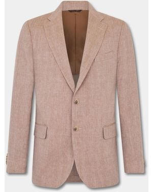 Brooks Brothers Herringbone Linen Wool Blazer - Pink