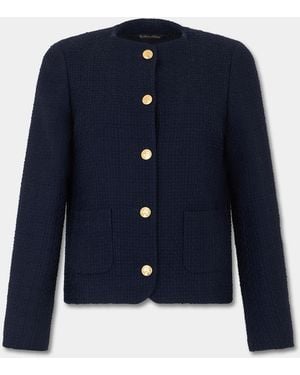 Brooks Brothers Collarless Buttons Wool Jacket - Blue