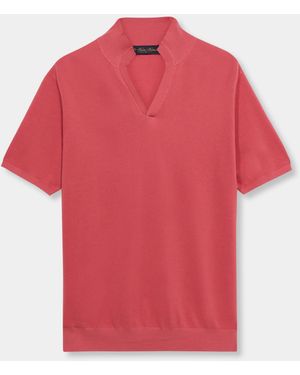 Brooks Brothers Open Collar Piqué Knit Polo - Red