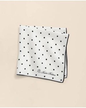 Brooks Brothers Small Dot Silk Pocket Square Tie - Natural