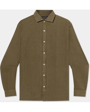 Brooks Brothers Slim Fit Linen Shirt With Spread Collar - Green