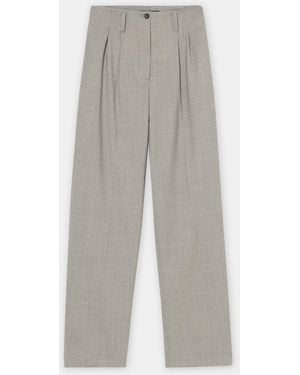 Brooks Brothers Wool Blend Stretch Pleated Trousers - Grey