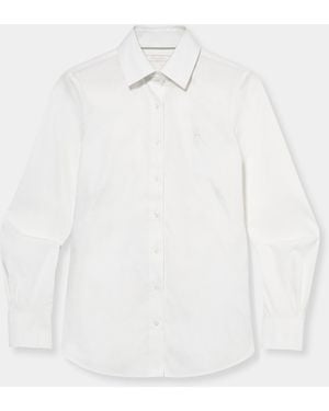 Brooks Brothers Fitted Non-Iron Oxford Pinpoint Supima Shirt With Forward Point Collar - White