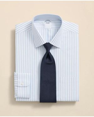 Brooks Brothers Stretch Supima Cotton Non-Iron Ainsley Collar, Stripe Dress Shirt - Blue