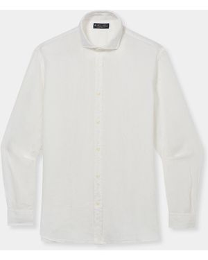 Brooks Brothers Regular Fit Linen Shirt With Spread Collar - White