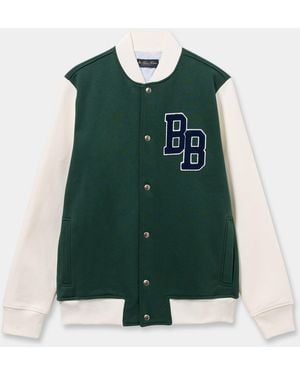 Brooks Brothers Terry Logo Cotton Varsity Jacket - Green