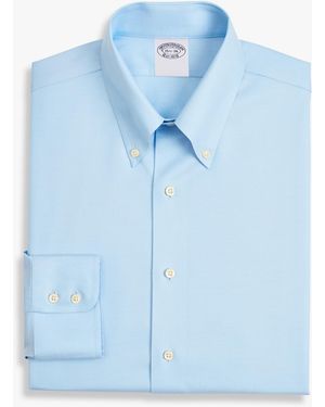 Brooks Brothers Pastel Slim Fit Non-Iron Stretch Supima Cotton Dress Shirt With Button Down Collar - Blue