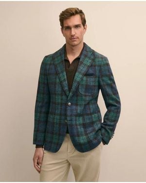 Brooks Brothers Classic Fit Wool Tweed Tartan No. 1 Sack Blazer - Blue