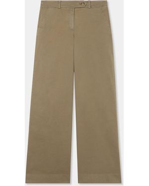 Brooks Brothers Cotton Stretch Wide Leg Pant - Natural