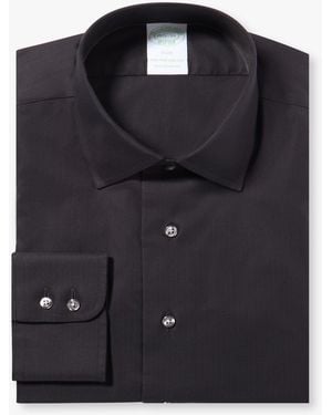 Brooks Brothers Slim Fit Non-Iron Herringbone Supima Shirt With Ainsley Collar - Black