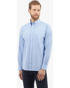 Brooks Brothers Regular Fit Non-Iron Dress Shirt With Polo Button Down Collar - Blue
