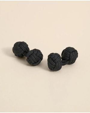 Brooks Brothers Woven Knot Cufflinks Tie - Black