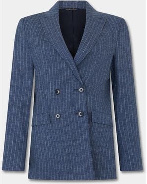 Brooks Brothers Pinstripe Cotton Blend Blazer - Blue