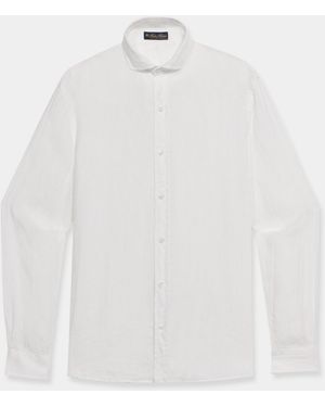 Brooks Brothers Slim Fit Linen Shirt With Spread Collar - White