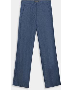 Brooks Brothers Straight Fit Cotton Linen Trousers - Blue