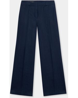 Brooks Brothers Pantalones Sartoriales Wide Leg En Lino - Azul