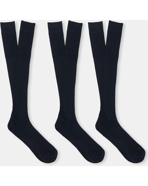 Brooks Brothers Ribbed Lisle Cotton Socks - Blue