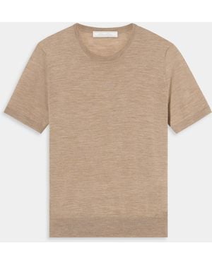 Brooks Brothers Relaxed Diamond Merino Short Sleeve Jumper - Natural